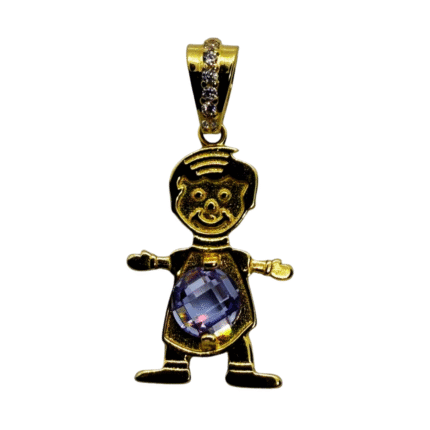 Gold Boy Charm Pendant with 4.95mm Zirconia – 18k Yellow Gold
