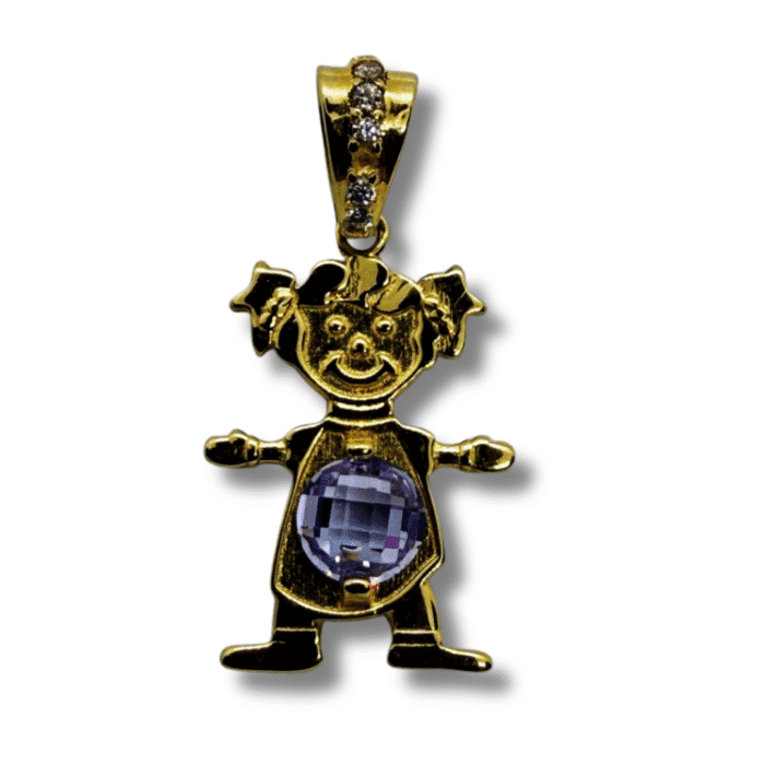Gold Girl Charm Pendant with 4.95mm Zirconia - Image 2