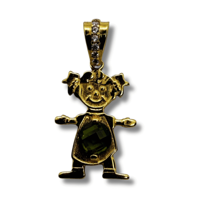 Gold Girl Charm Pendant with 4.95mm Zirconia - Image 3