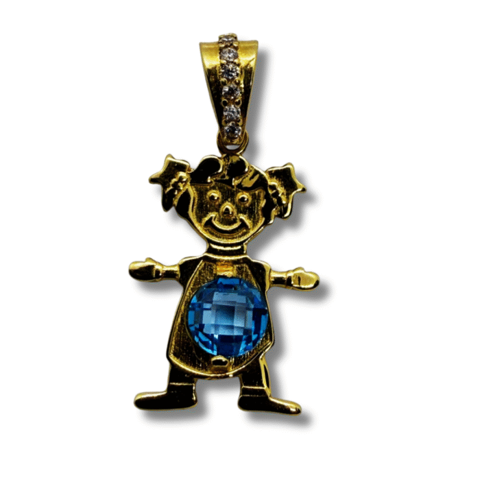 Gold Girl Charm Pendant with 4.95mm Zirconia - Image 1
