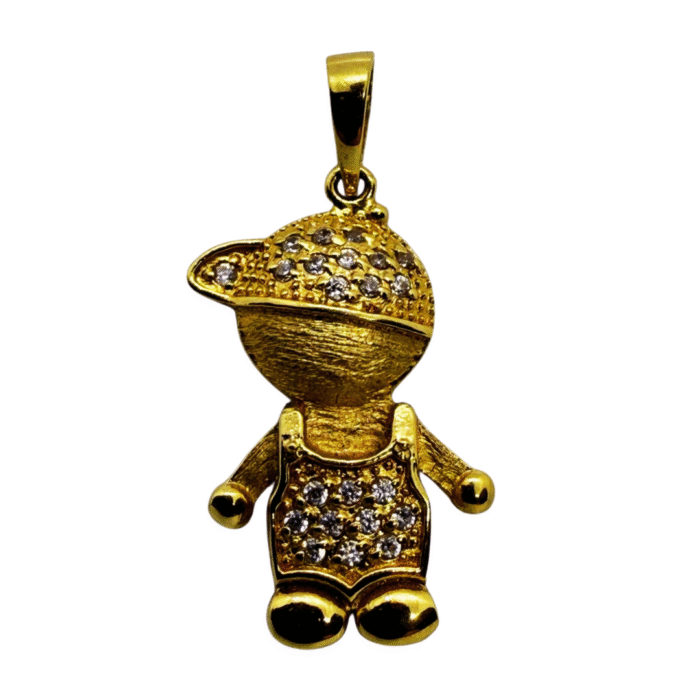 Boy Charm Pendant with Micro Zirconias – 18k Yellow Gold - Image 1