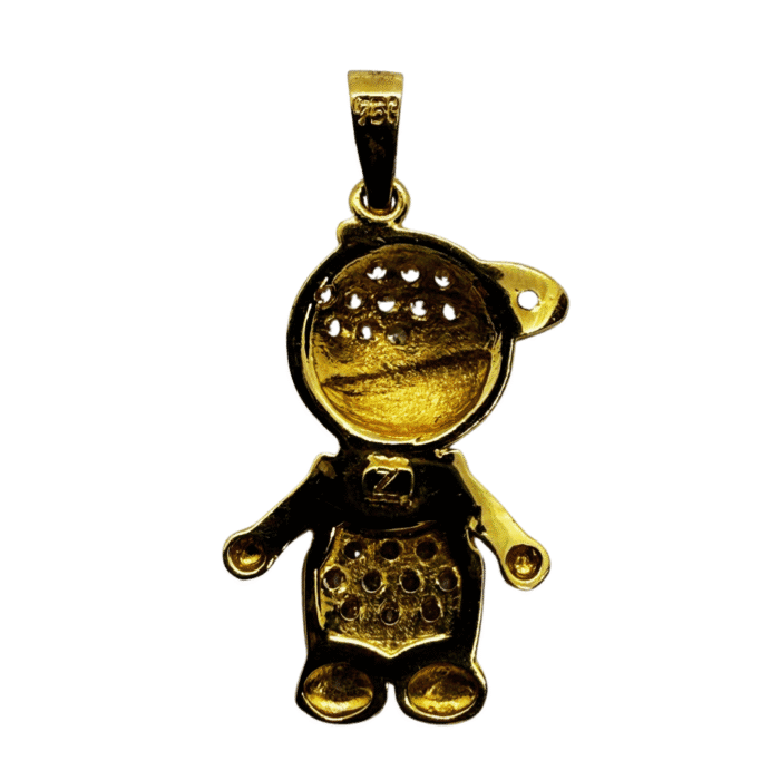 Boy Charm Pendant with Micro Zirconias – 18k Yellow Gold - Image 3