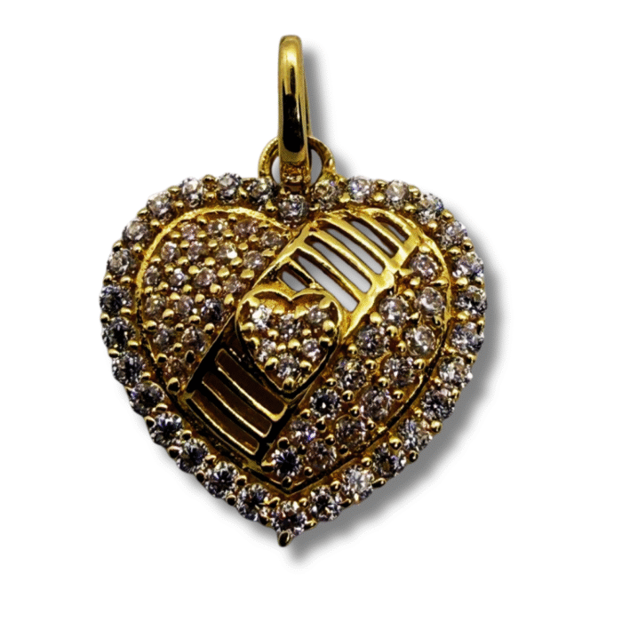 18K Yellow Gold Heart Pendant with CZ - Image 1