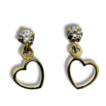 Heart-Shaped Zirconia Earrings – 18K Yellow Gold with Pressure Backs