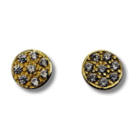 Circle Stud Earrings with 8 Zirconias – 18K Yellow Gold with Screw Backs