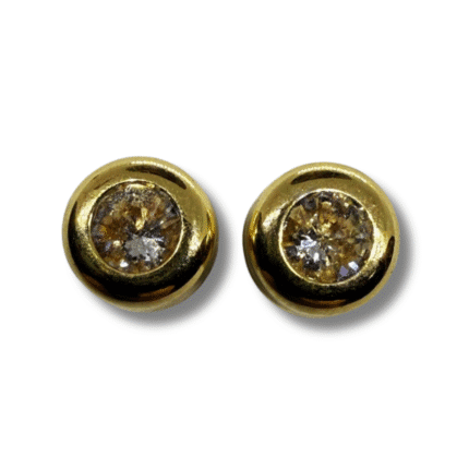 Five-Circle Zirconia Earrings – 18K Yellow Gold with Pressure Backs
