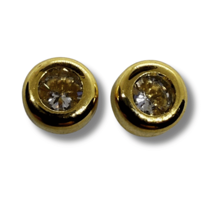 Five-Circle Zirconia Earrings – 18K Yellow Gold with Pressure Backs - Image 3