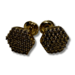 Hexagon Zirconia Earrings – 18K Yellow Gold - Image 3