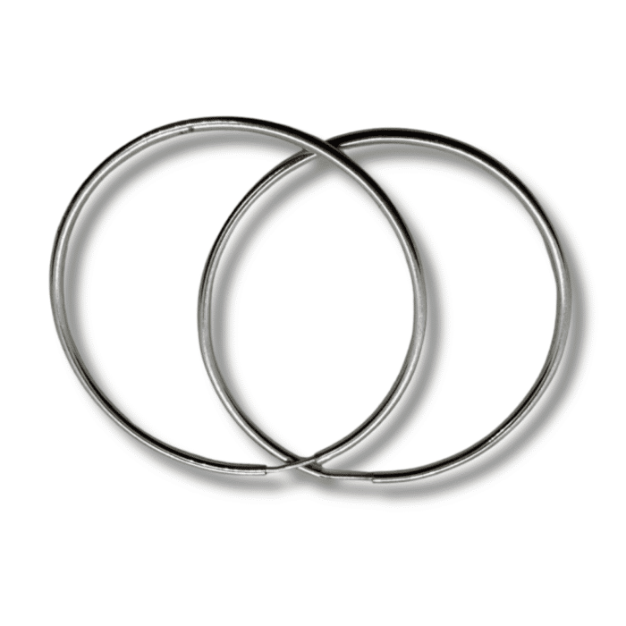 Hollow Hoop Earrings – 18K White Gold - Image 1