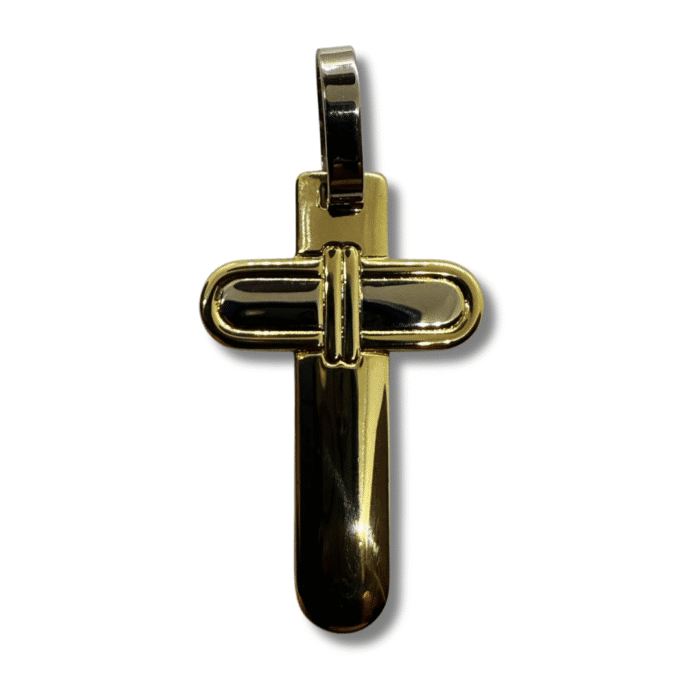 Rounded Cross Pendant – 18K Yellow Gold - Image 1