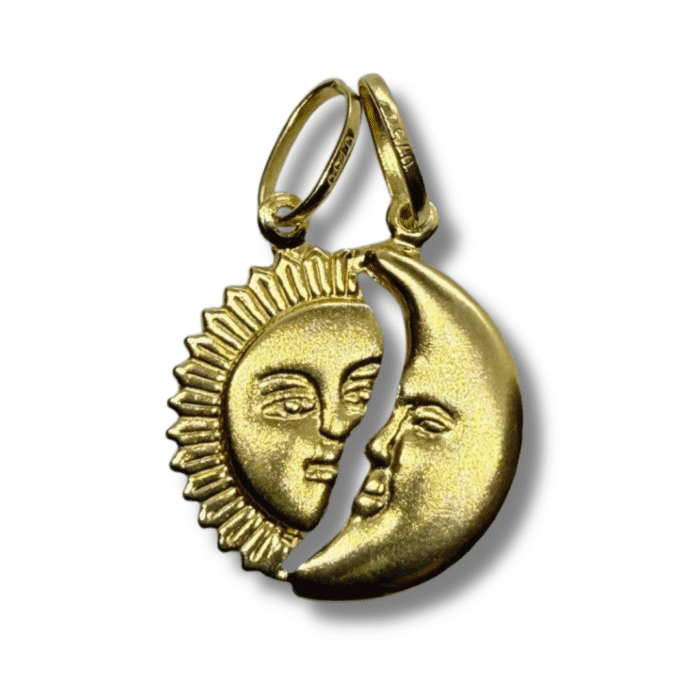 Sun and Moon Half Pendant – 18K Yellow Gold - Image 1