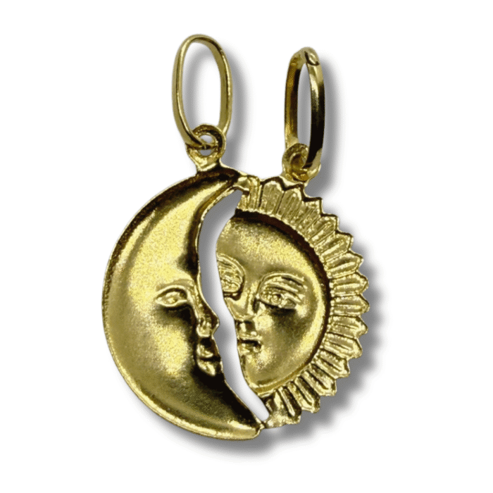 Sun and Moon Half Pendant – 18K Yellow Gold - Image 3