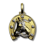 Horse Head and Horseshoe Pendant – 18K Yellow Gold - Image 3
