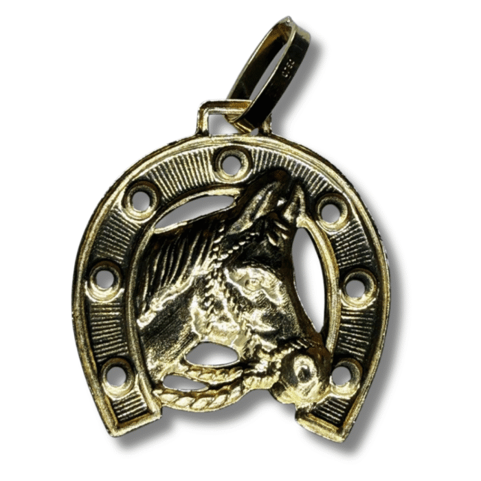 Horse Head and Horseshoe Pendant – 18K Yellow Gold - Image 4