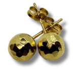 Textured Ball Earrings – 18K Yellow Gold with Pressure Backs - Image 2
