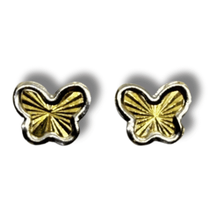 Butterfly Stud Earrings – 18k Yellow Gold, 0.340g with Screw Backs