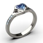 Anel Coração — Ouro Branco 14k com Topázio Azul e Diamantes LGD