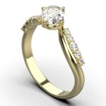 Lumière Oval LGD Ring – 14K Gold with Side Stone Cascade