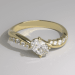 Lumière Oval LGD Ring – 14K Gold with Side Stone Cascade