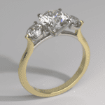 Anel Solitário Three Stone — Ouro Amarelo e Branco 14k com Diamantes LGD