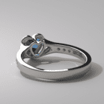 Anel Coração — Ouro Branco 18k com Topázio Azul e Diamantes LGD - Image 3