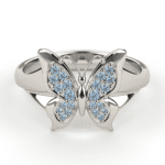 Anel Borboleta Diamantes Fancy Blue LGD em Ouro Branco 14K