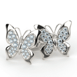 Brincos Borboleta Diamantes Fancy Blue LGD em Ouro Branco 18K